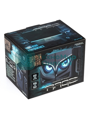 Акустическая система 2.0 Qumo Rage AS005, 10 ВТ, объемное звучание, синяя подсветка (отключаемая), USB/Jack 3,5мм