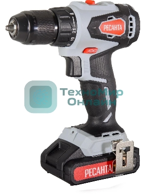 Дрель-шуруповерт аккумуляторная Ресанта ДА-20-2ЛК-Б 75/14/10, Аккумуляторная, 20В, 2 АКБ, Кейс