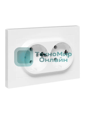 Розетка 2-м EKF UP1-SOW-210 СП Эпика 16А с заземл. без защ. шторок с рамкой механизм бел.