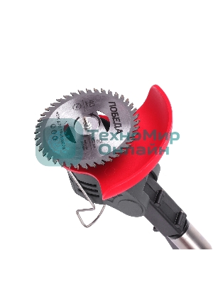 Триммер аккумуляторный Победа ТА 200, 20/21В, с 1 акб 1,5Ач и зу, макс 145мм, пластик. ножи (10шт) + мет. диск 40Т, телескоп