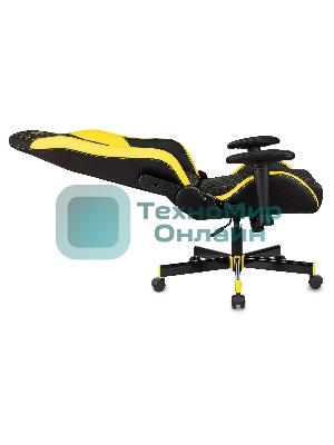 Кресло Knight Neon черный/желтый, экокожа, 120 кг, механизм качания
