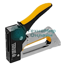 Степлер металлический Denzel скобы в комплекте, 2К рукоятка, тип 53, 6-10 мм