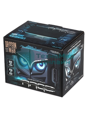 Акустическая система 2.0 Qumo Rage AS005, 10 ВТ, объемное звучание, синяя подсветка (отключаемая), USB/Jack 3,5мм