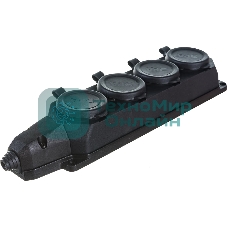 Колодка каучуковая ЭРА 4-м с заземл. 16А IP44 черный