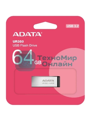 Флешка USB ADATA UR350 (UR350-128G-RSR/BK), 128Gb, USB 3.2, R/W 100/15, серебристый/черный