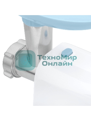 Мясорубка электрическая Maunfeld MF-232WB голубой, 1340 Вт, 1.3 кг/мин, реверс, насадки - 4