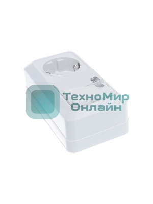 Блок ОП Олимп 2-кл. вык. с подсветкой + роз. с заземл. горизонт. бел. UNIVersal О0037