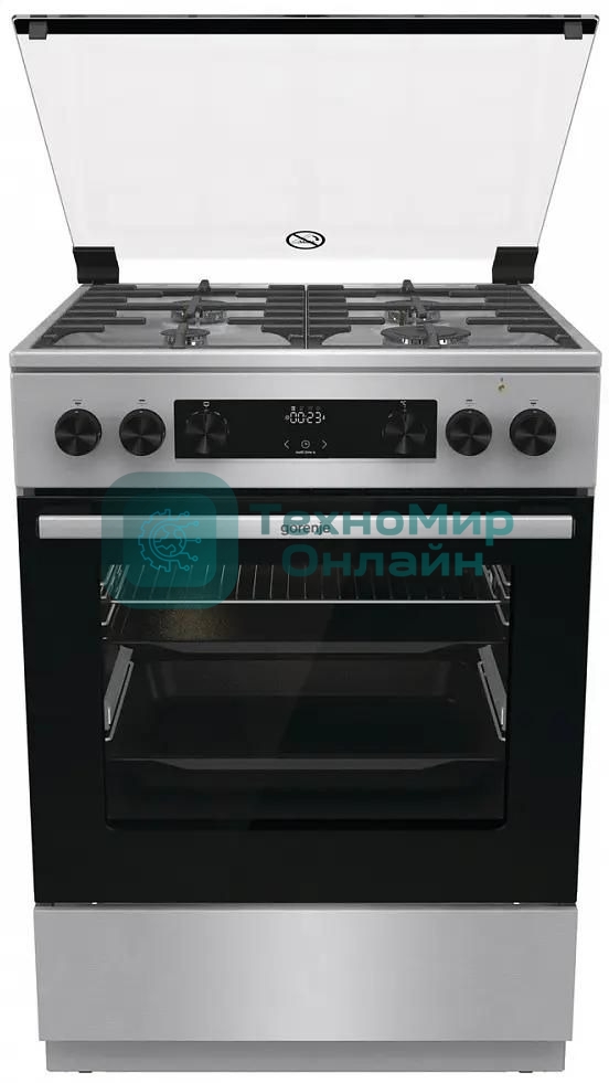 Плита комбинированная Gorenje GKS6C72XF серебристый, конфорок 4 газовых, духовка 71 л, 60 см x 85 см x 60 см