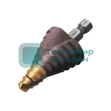 Сверло ступенчатое Denzel 9-12-15-18-21-24-27-30-33-36 мм, Р6М5К5, 6-гр. хвостовик 723615