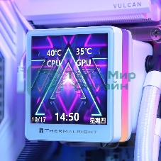 Водяное охлаждение для процессора Thermalright Grand Vision 240 (240mm, LED, White, ARGB/Fans: 2x120mm, 80.45CFM, 29.4dBA, 2150RPM/Pump height 72.5mm, 6400RPM, Rad thickness 27mm/S: 1700, 1200, 1851, 115X, 2011, 2066, AM5, AM4)