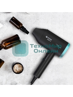 Фен VITEK VT-1324 черный/зеленый, 2200 Вт, ионизация