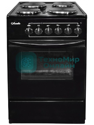 Плита электрическая Лысьва ЭП 401 СТ черный, конфорок 4 электрических, духовка 57 л, 50 см x 84 см x 60 см (без крышки)