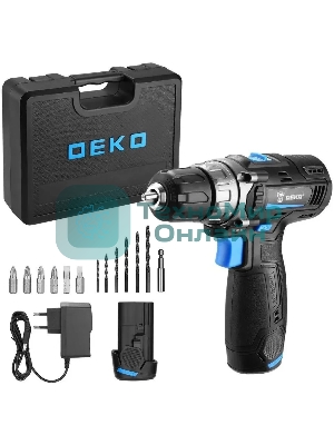 Дрель-шуруповерт Deko DKCD12V PRO, 12 В, 2 Ач, 32 Нм, щеточный