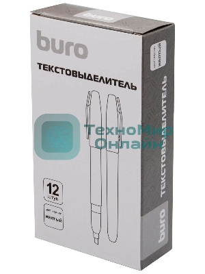 Текстовыделитель Buro Base, скошенный пишущий наконечник, 1-4мм, желтый, коробка