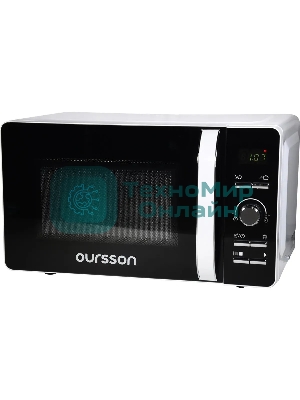 Микроволновая печь Oursson MD2033/WH белый/черный/серебристый, 20 л, 700 Вт, переключатели - кнопки, поворотный механизм
