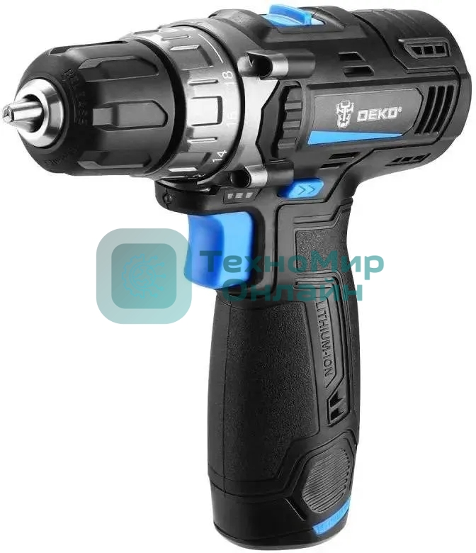 Дрель-шуруповерт Deko DKCD12V PRO, 12 В, 2 Ач, 32 Нм, щеточный