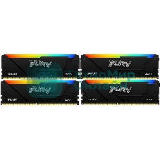 Оперативная память Kingston Fury Beast, DDR4, 64Gb (4x16Gb), 3200MHz, CL16, DIMM, с радиатором, RGB, черный