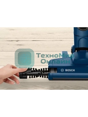 Пылесос вертикальный Bosch BBHF216 синий, питание от аккумулятора, 14.4 Вт, уборка сухая, пылесборник 0,4 л