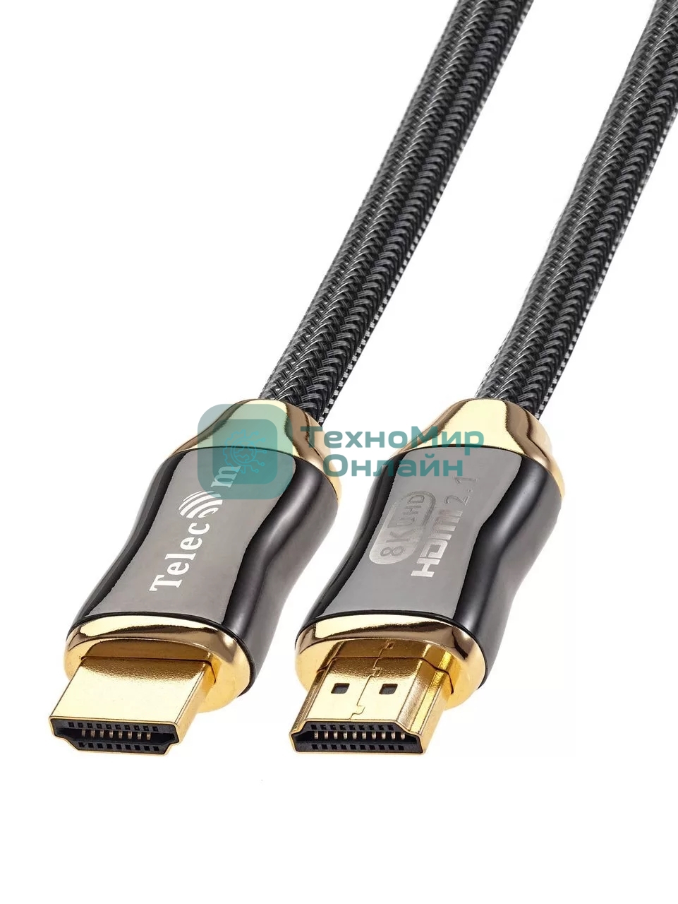 Кабель HDMI 19M/M,ver. 2.1, 8K@60 Hz 2m метал разъемы, нейлоновая оплетка Telecom TCG300-2M