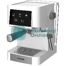 Кофеварка рожковая Hyundai HEM-3203 белый/серебристый, исп. кофе - молотый, 1.5 л, 1000 Вт, 20 бар