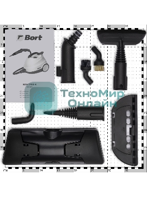 Пароочиститель Bort BDR-2700-R, 2200 Вт; 4 бар; Постоянная подача пара 45 г/мин; Температура пара 143 °С; Емкость бачка 1200 мл; Объем бойлера 1,5 л; Время нагревания 360 с; Время непрерывной работы 35 мин; Длина шланга 2 м; Длина шнура питания 3 м; Размер 400x285x260 мм; Напряжение 220 В; Частота тока 50 Гц; Вес изделия 7,5 кг; Пароочиститель; Конструкция Напольный; Материал Корпуса Пластик; Съемный резервуар для воды;;;; автовыключение; Защита от перегрева; индикация низкого уровня воды;;; Вес брутто=5,5 (Вес нетто=5) кг; 55 x 35 x 36; набор аксессуаров 14 шт; Индикатор нагрева, Электронная система контроля уровня воды, Быстрый нагрев, Блокировка выключателя во включенном состоянии, Набор насадок в комплекте, Возможность долива воды; гарантия 2 г 93412987