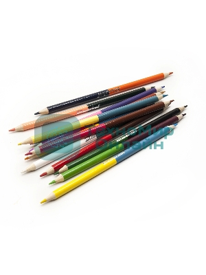 Карандаши цветные Silwerhof Color, двухцветные, 2.8мм, круглый профиль, дерево, ассорти, 24 цвета, коробка с европодвесом (12шт)