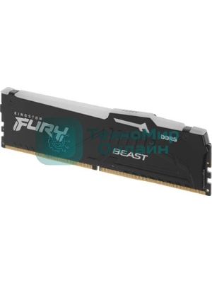 Оперативная память Kingston Fury Beast RGB, DDR5, 32GB (1x32GB), 6400 MHz, CL32, с радиатором, RGB, черный