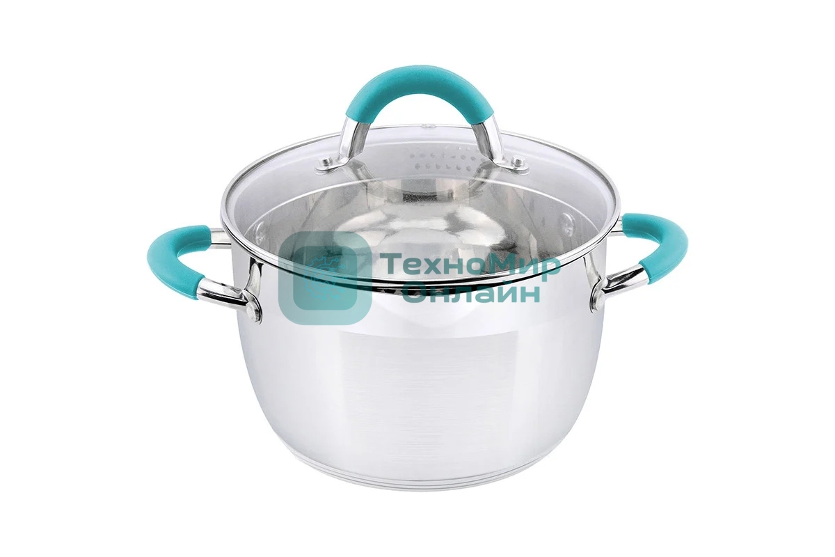 Кастрюля MALLONY BRAVO нержавеющая сталь, со стеклянной крышкой, 3,9 л, d-20