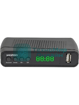 Приставка для цифрового ТВ Hyundai H-DVB520 черный, DVB-T2, DVB-T, DVB-C, HDMI, USB 2.0 х2