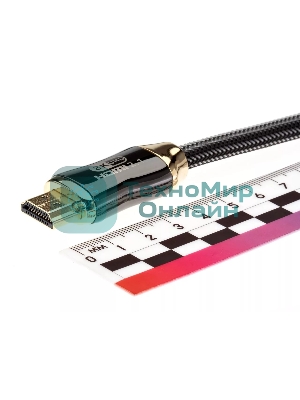 Кабель HDMI 19M/M,ver. 2.1, 8K@60 Hz 2m метал разъемы, нейлоновая оплетка Telecom TCG300-2M