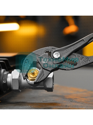 Клещи переставные Denzel кнопочный механизм, обливные рукоятки, сантехнические, 250 мм