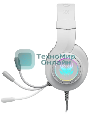 Гарнитура Defender Ghost LED белый, проводная, USB / 2 x mini jack 3.5 мм, подсветка