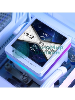 Водяное охлаждение для процессора Thermalright Grand Vision 240 (240mm, LED, White, ARGB/Fans: 2x120mm, 80.45CFM, 29.4dBA, 2150RPM/Pump height 72.5mm, 6400RPM, Rad thickness 27mm/S: 1700, 1200, 1851, 115X, 2011, 2066, AM5, AM4)