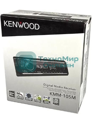 Автомагнитола Kenwood KMM-105M, 1 DIN, USB Type-A, AUX, съёмная панель