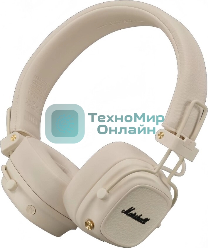 Беспроводные/проводные наушники Marshall Major V бежевый, накладные, Bluetooth + проводной, беспроводная зарядка