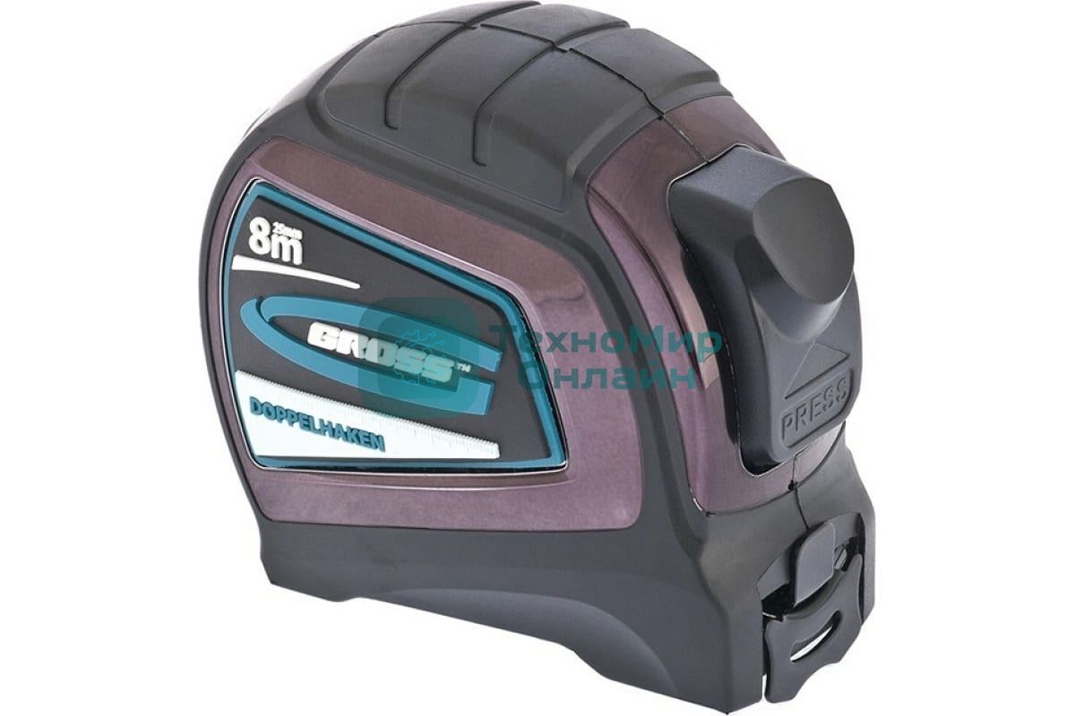 Рулетка Gross 31125 Doppelhaken 8мx25 мм, двухсторонний зацеп, нейлон, двуст. шкала