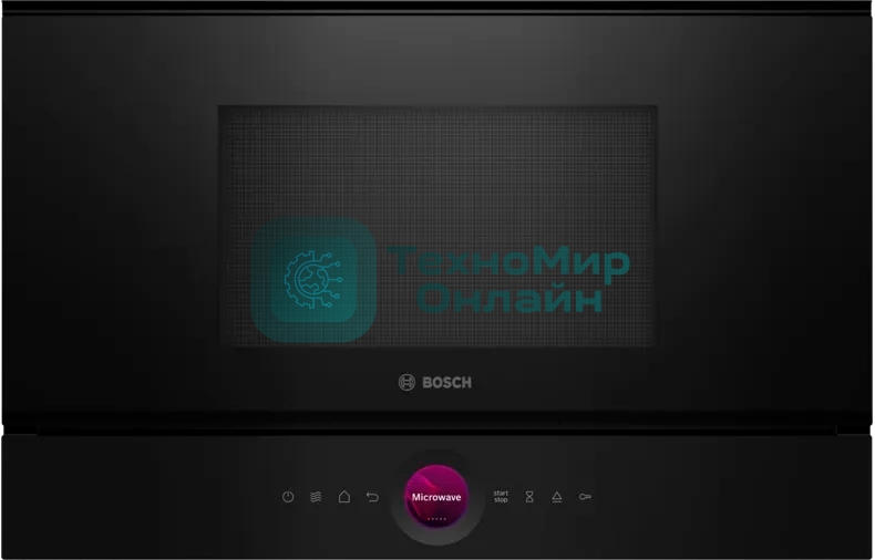 Встраиваемая микроволновая печь Bosch BER7321B1 900Вт, 5 режимов, кварцевый гриль,инвертер, 21 л, черный, петли справа