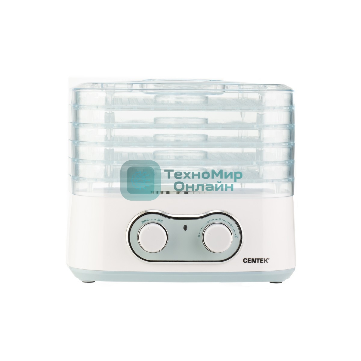 Сушилка для овощей Centek CT-1659 (белый), ОБЪЕМ 5 л, 270 Вт, 5 поддонов, механическое управление