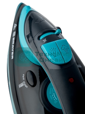 Утюг BRAYER BR4019 голубой/черный, 2400 Вт, 25 г/мин, 140 г/мин, 320 мл