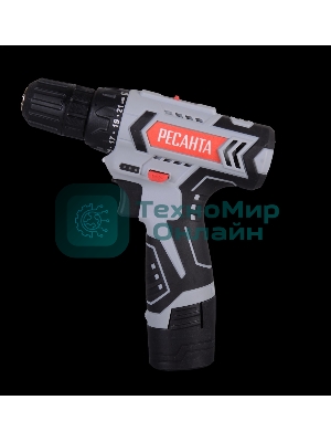 Дрель-шуруповерт аккумуляторная Ресанта ДА-12-2ЛК 75/14/2, Аккумуляторная, 12В, 2 АКБ, Кейс