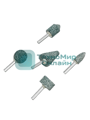 Набор шарошек Denzel абразивных для дрели (ПШМ), 63С, 5 шт.