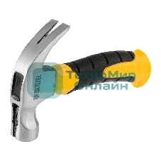 Молоток-гвоздодер мини Denzel, боек с магнитом, фибергласовая двухкомпонентная рукоятка, 9oz, 250г