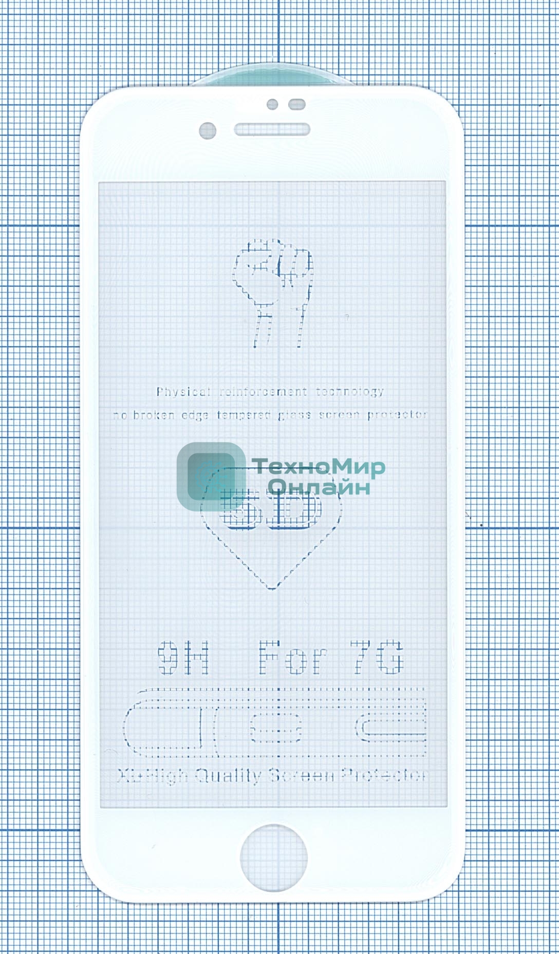 Защитное стекло 5D для Apple iPhone 7/8 белый