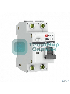 Выключатель автоматический дифференциального тока EKF DA12-16-30-bas 1P+N 16А 30мА тип АС х-ка C эл. 4,5кА АД-12 EKF Basic
