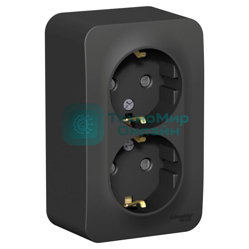 Розетка 2-ая с/з со шторками 16А,250 В, изолир. пластина SE Blanca наруж Антрацит