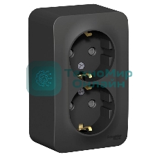 Розетка 2-ая с/з со шторками 16А,250 В, изолир. пластина SE Blanca наруж Антрацит