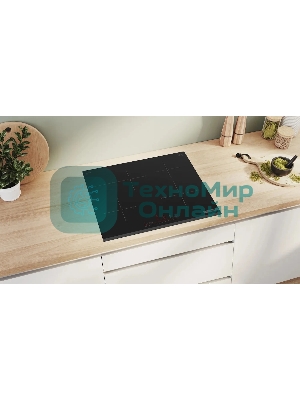 Индукционная варочная панель Bosch 6 series, 60 см, индукция, 1 зона расширения под гусятницу, скошенные края, Perfect fry plus, сенсорное управление, черный