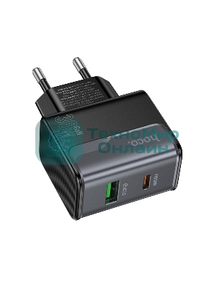 Зарядное устройство Hoco 30Вт, 3А, QC3.0/PD, 1xUSB, 1xType-C, CS73A, черный, коробка