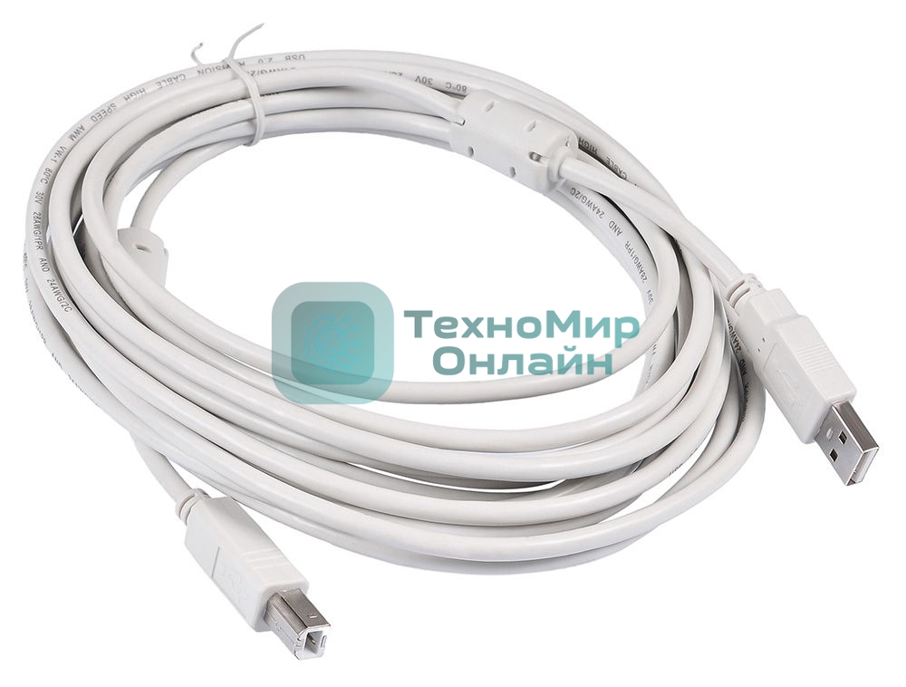 Кабель USB2.0 Buro USB A (m)/USB B (m) 5м феррит.кольца