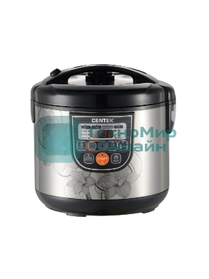 Мультиварка Centek CT-1498 (черный, сталь) 700Вт, 5.0л, 10 программ + 28 программ Мультишеф